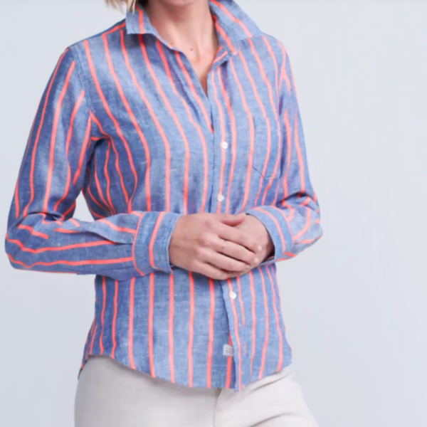 Frank & Eileen BARRY - NEON PINK STRIPE LINEN | Garmentory