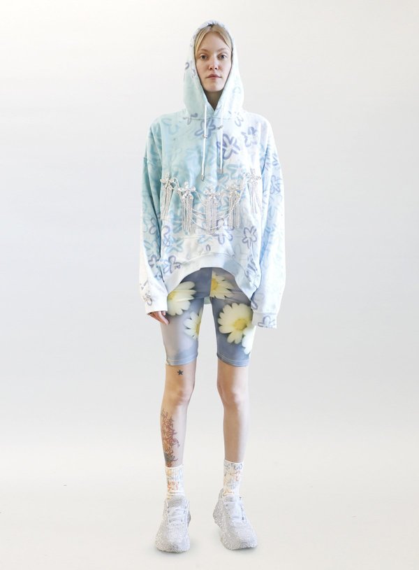 Collina Strada FLORAL RUNWAY HOODIE - BLUE | Garmentory