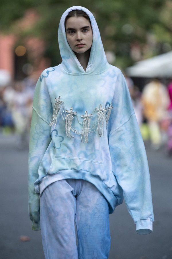 Collina Strada FLORAL RUNWAY HOODIE - BLUE | Garmentory