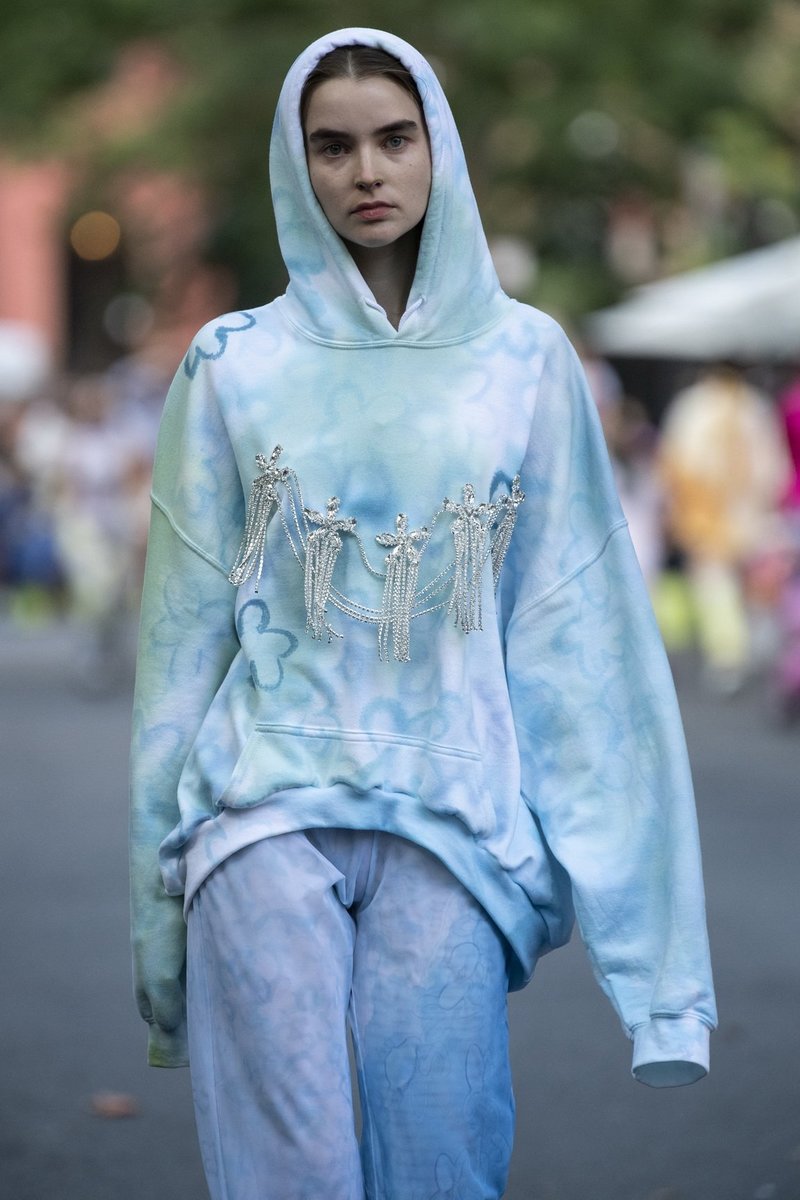 Collina Strada FLORAL RUNWAY HOODIE - BLUE | Garmentory 