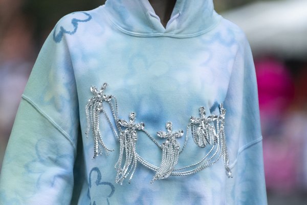 Collina Strada FLORAL RUNWAY HOODIE - BLUE | Garmentory