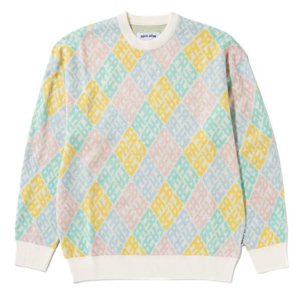 Fucking Awesome Monogram Sweater - White/Pink Fucking Awesome Monogram Sweater - White/Pink