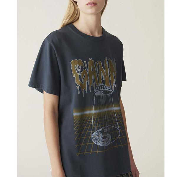 Ganni Jersey Graphic Tee - PHANTOM 