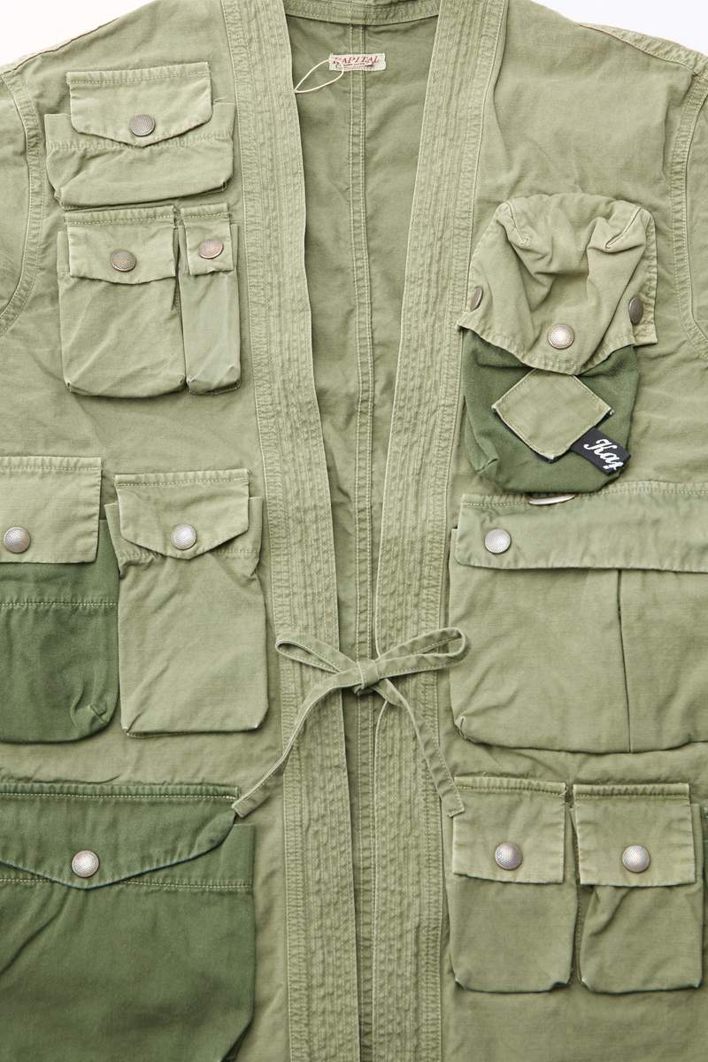 Kapital Rip Stop Fishing KIMONO Shirt - Khaki | Garmentory Kapital Rip Stop Fishing KIMONO Shirt - Khaki | Garmentory
