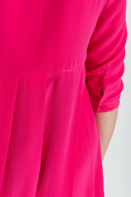 Cacharel - Long Sleeved Pleated Dress in Fuschia Cacharel - Long Sleeved Pleated Dress in Fuschia