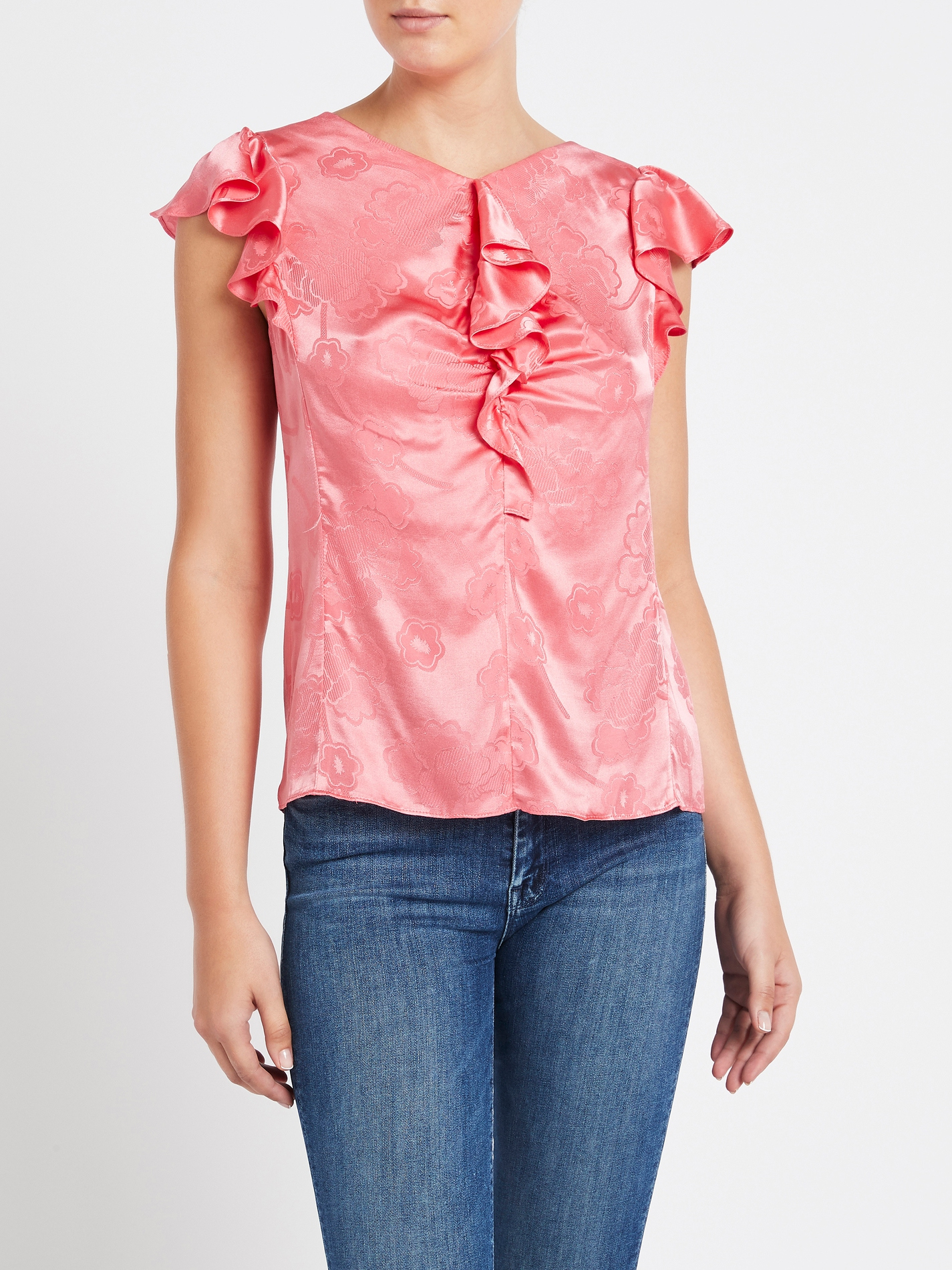 Rebecca Taylor Womens Sleeveless Dot Ruffle Top