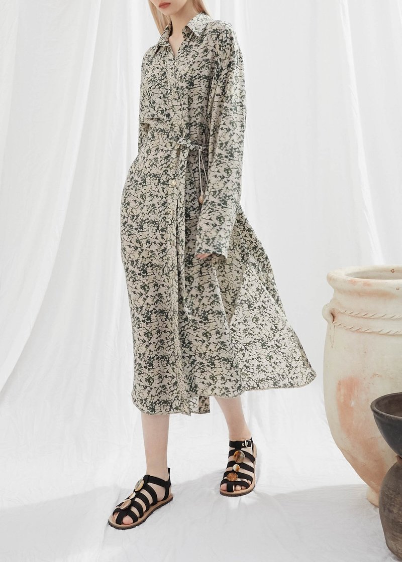 Nanushka Mona twist tie asymmetric shirt dress - green mould