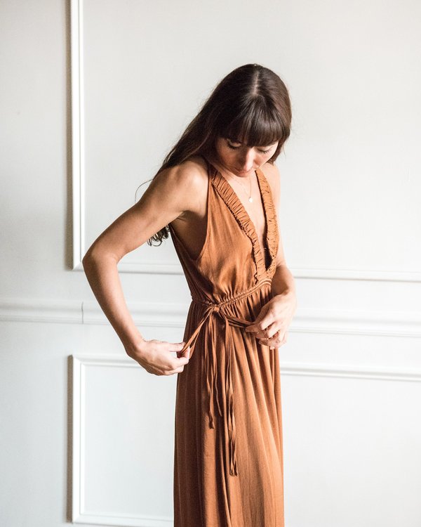 Grade & Gather V Neck Maxi Dress - Rust | Garmentory