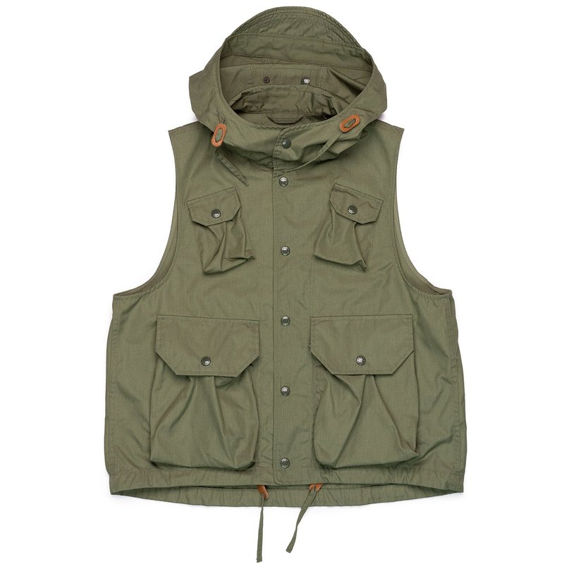 トップス Engineered Garments FIELD VEST PC POPLIN Engineered Garments PC Poplin Field Vest - Olive | Garmentory