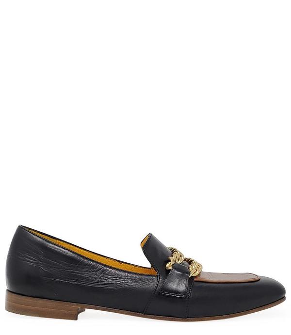 Madison Maison by MARA BINI FLAT Perla LOAFER - BLACK/TAN Madison Maison by MARA BINI FLAT Perla LOAFER - BLACK/TAN