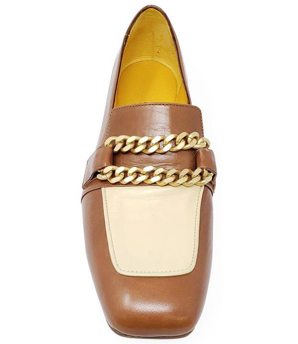Madison Maison MARA BINI FLAT Gioia LOAFER - TAN/CREAM Madison Maison MARA BINI FLAT Gioia LOAFER - TAN/CREAM
