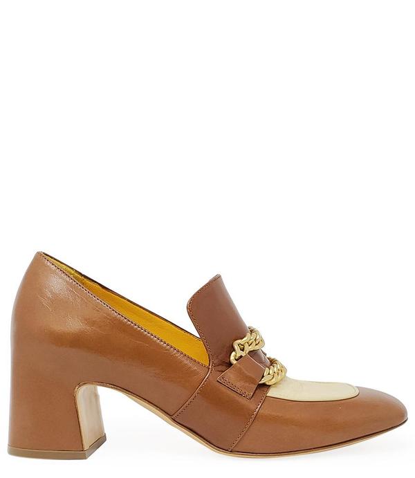 Madison Maison by MARA BINI HEEL LOAFER - TAN/CREAM Madison Maison by MARA BINI HEEL LOAFER - TAN/CREAM