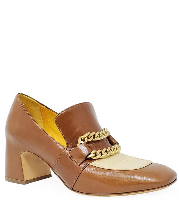 Madison Maison by MARA BINI HEEL LOAFER - TAN/CREAM Madison Maison by MARA BINI HEEL LOAFER - TAN/CREAM