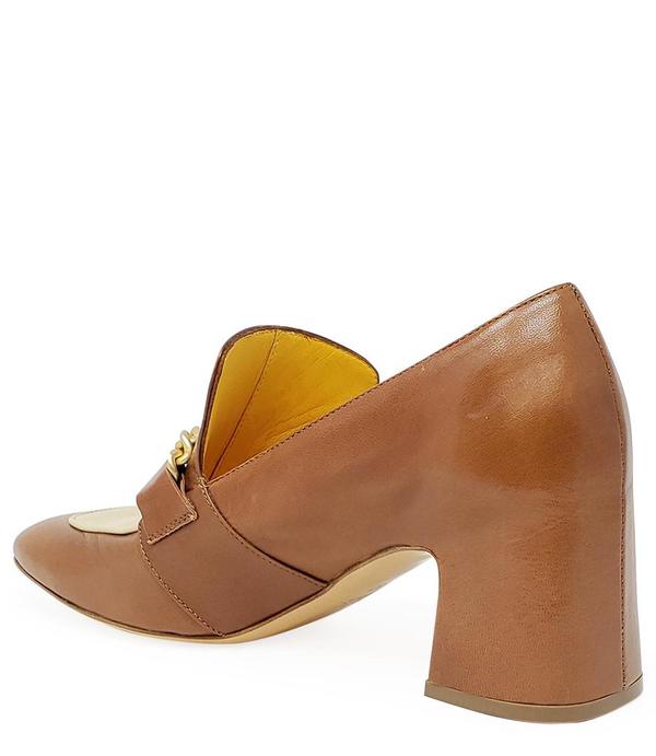 Madison Maison by MARA BINI HEEL LOAFER - TAN/CREAM Madison Maison by MARA BINI HEEL LOAFER - TAN/CREAM