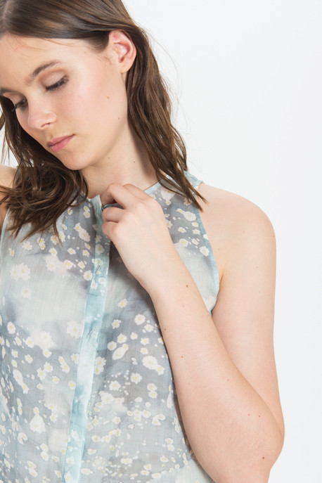 Cacharel - Sleeveless Floral Ramie Blouse Cacharel - Sleeveless Floral Ramie Blouse