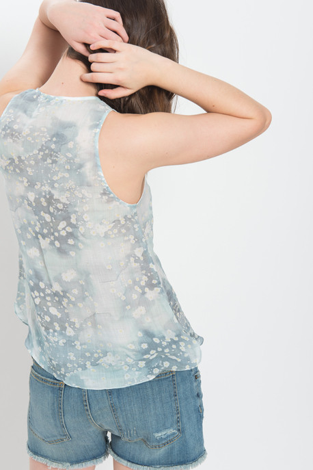 Cacharel - Sleeveless Floral Ramie Blouse Cacharel - Sleeveless Floral Ramie Blouse
