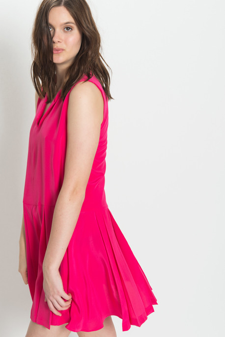 Cacharel - Sleeveless Pleated Dress in Fuschia Cacharel - Sleeveless Pleated Dress in Fuschia
