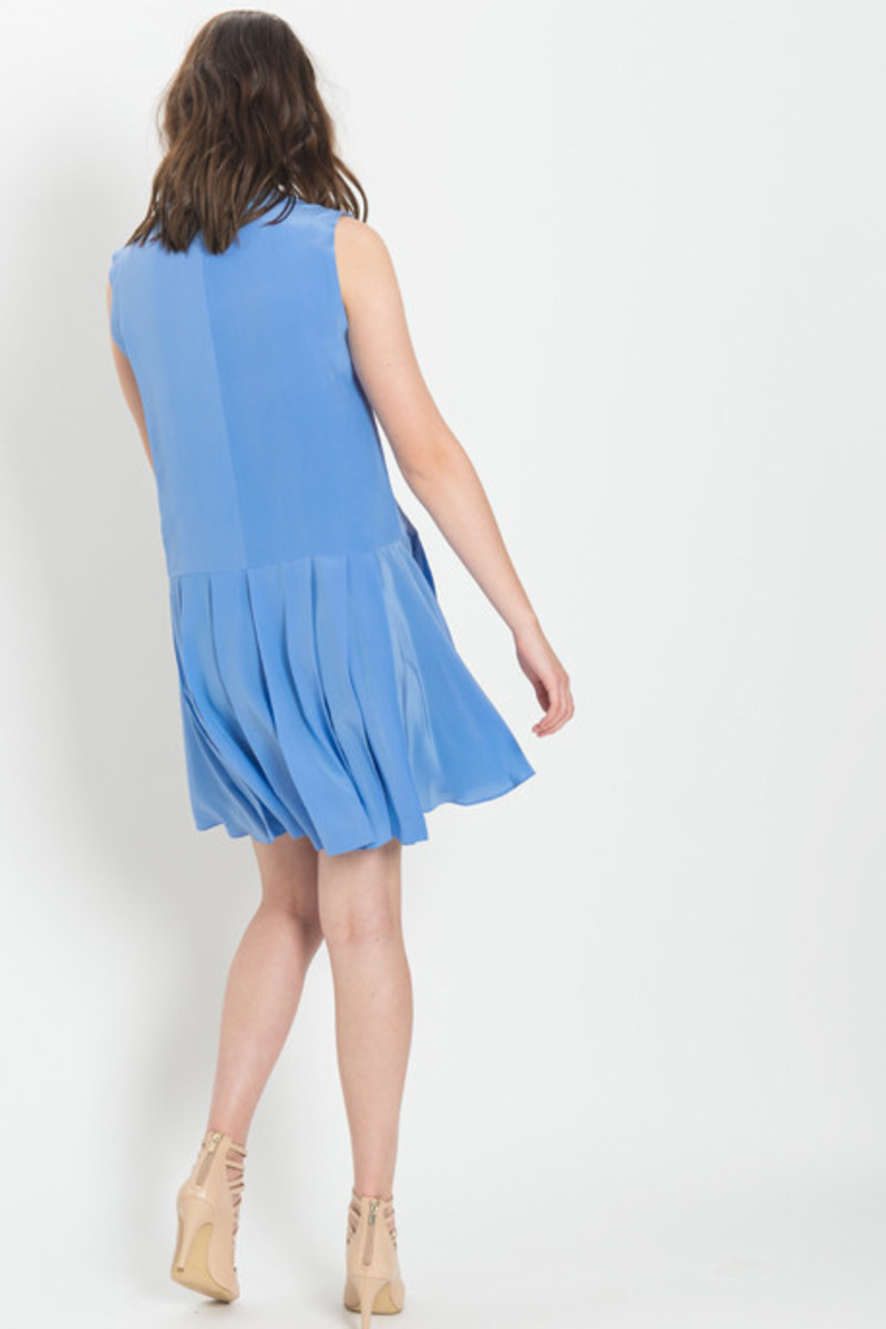 open lace back dress Sybil Connelly 1950's Muted Periwinkle Pleated Irish Linen Gown and Stole