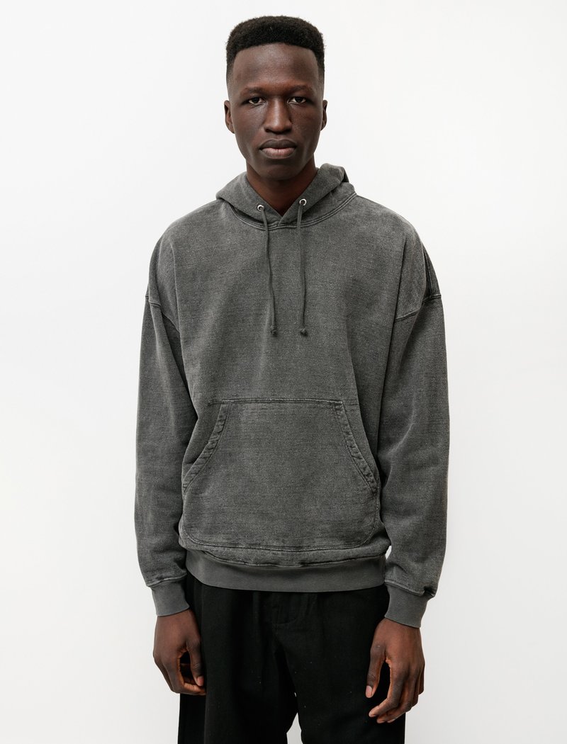 Evan Kinori Hooded Sweatshirt in Hemp Cotton - Black | Garmentory