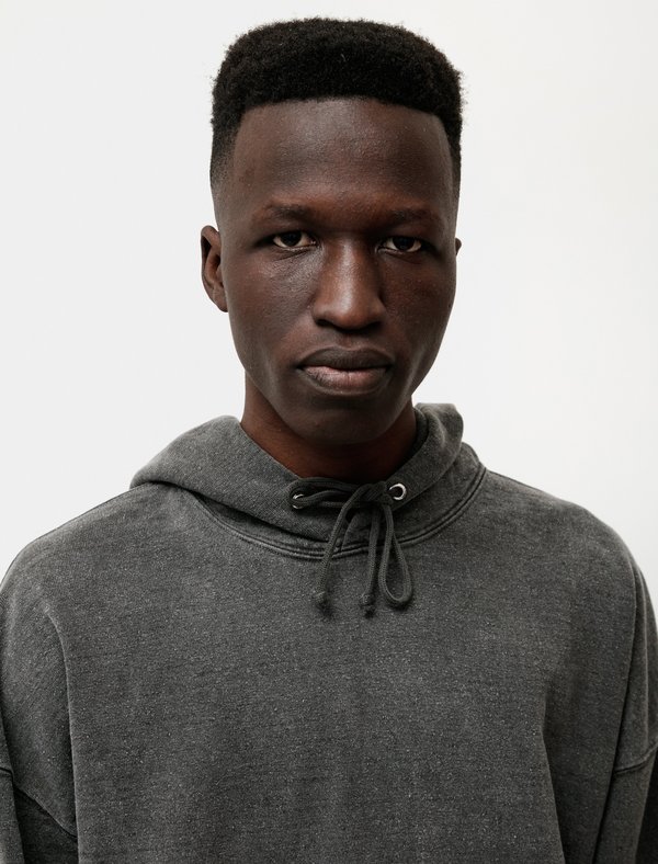 Evan Kinori Hooded Sweatshirt in Hemp Cotton - Black | Garmentory