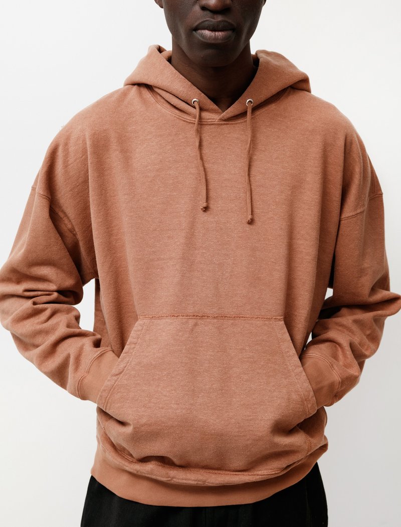 Evan Kinori Hooded Sweatshirt in Hemp Cotton - Ochre | Garmentory
