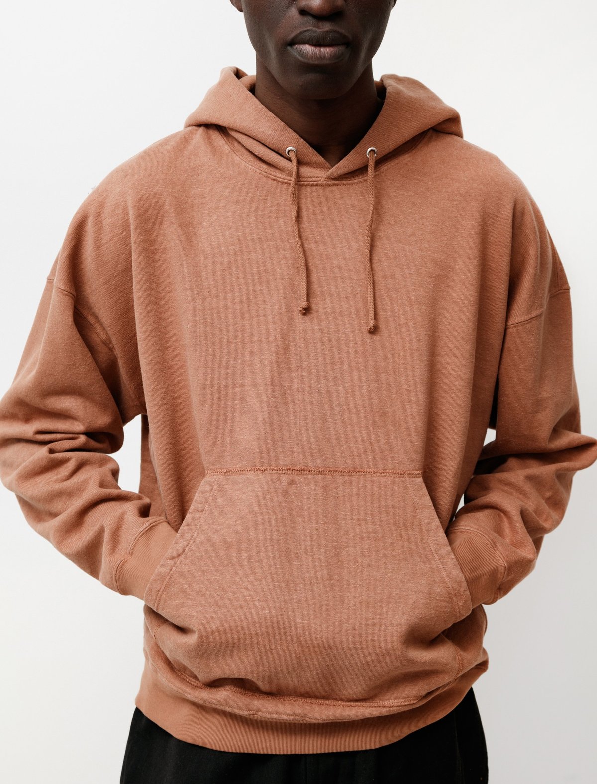 Evan Kinori Hooded Sweatshirt in Hemp Cotton - Ochre | Garmentory