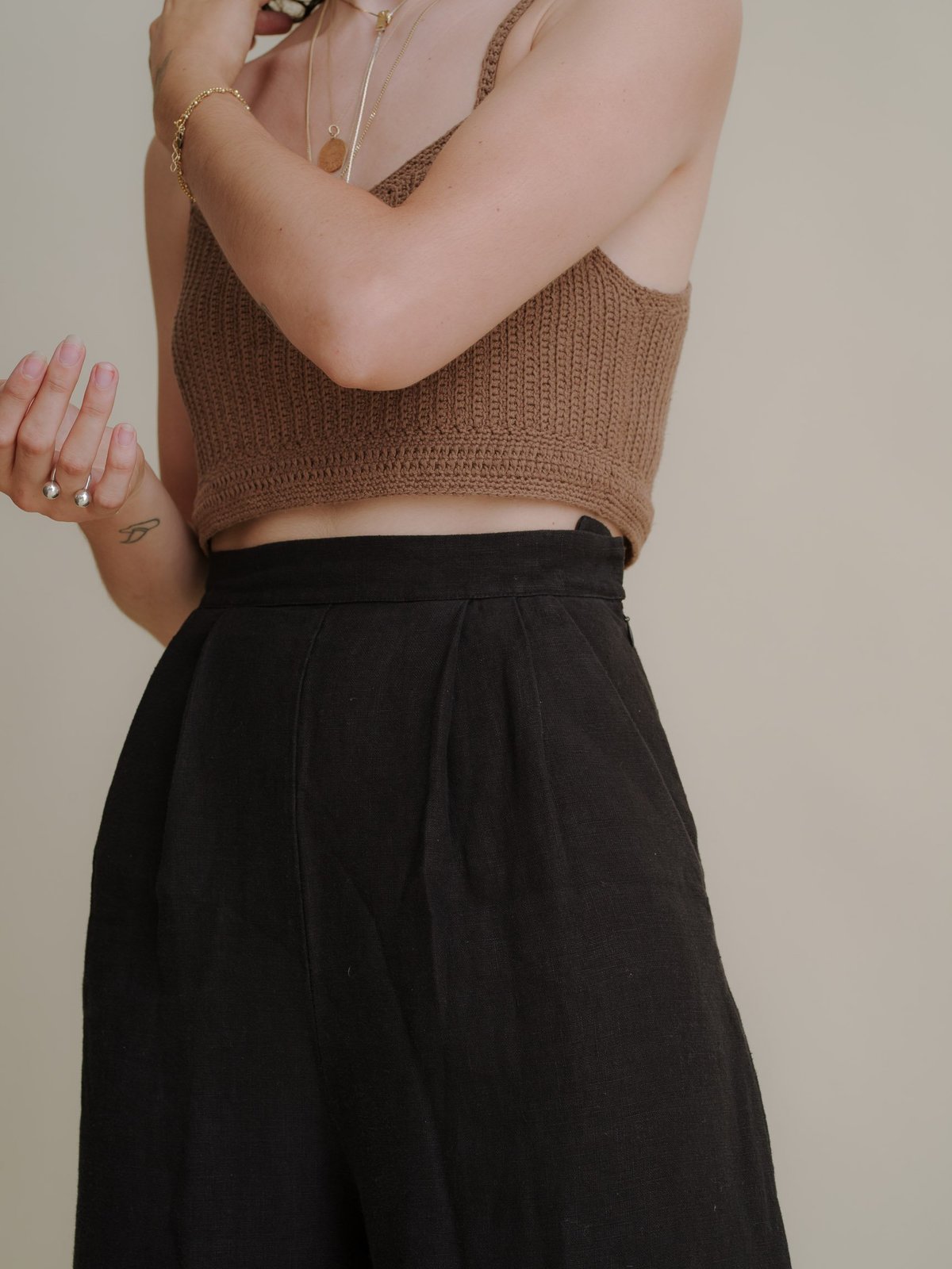 First Rite Crochet Crop Tank - Cocoa | Garmentory