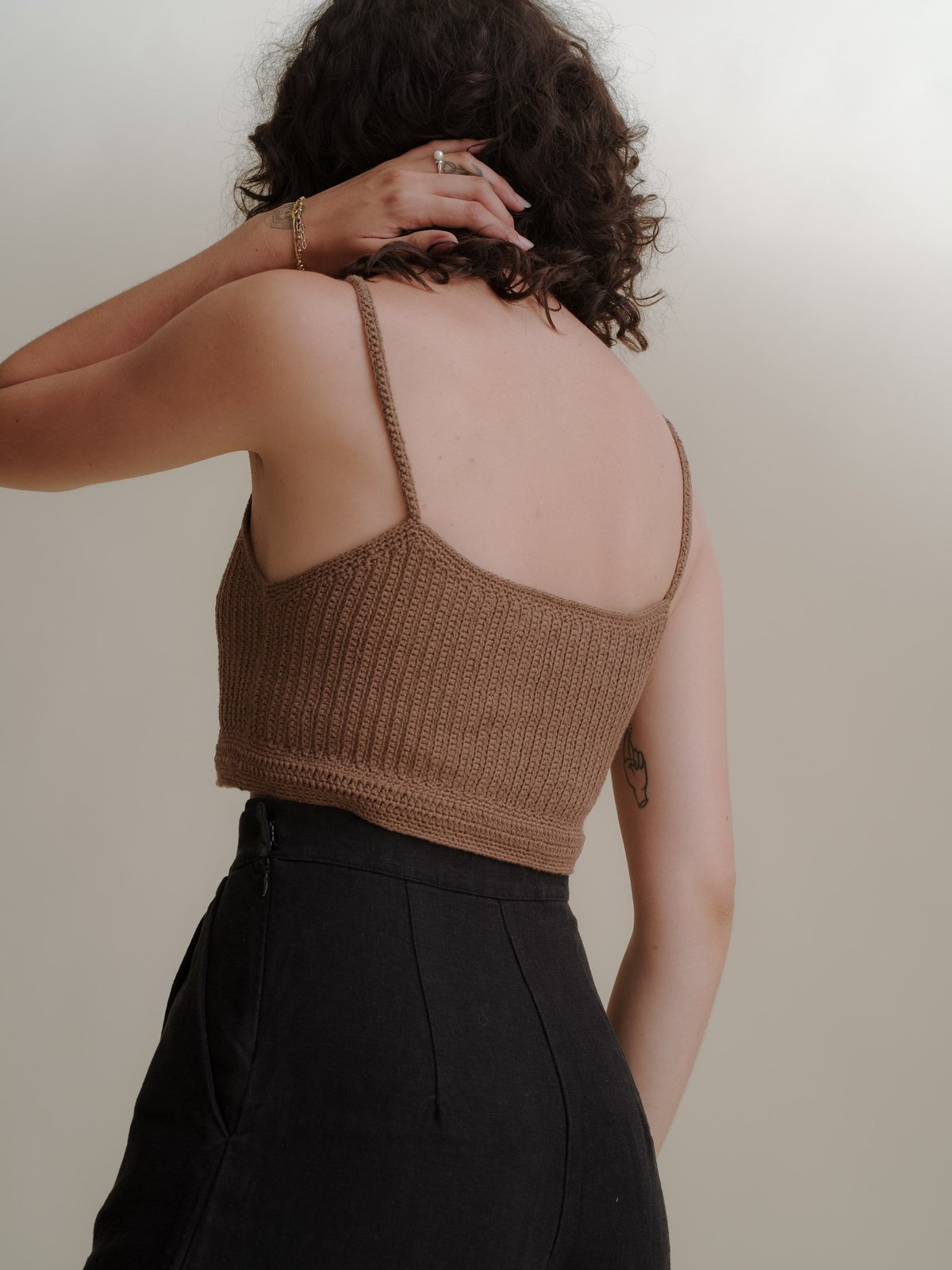 First Rite Crochet Crop Tank - Cocoa | Garmentory