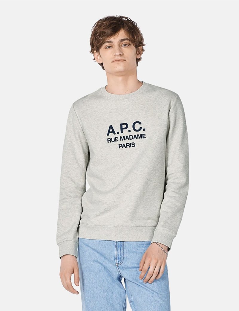 A.P.C. Rufus Embroidered Logo Sweatshirt - Grey Heather | Garmentory