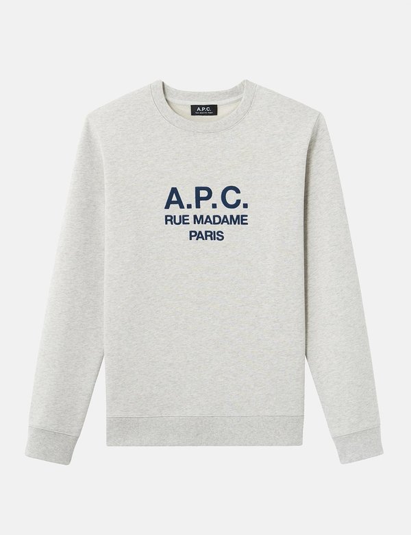 A.P.C. Rufus Embroidered Logo Sweatshirt - Grey Heather | Garmentory
