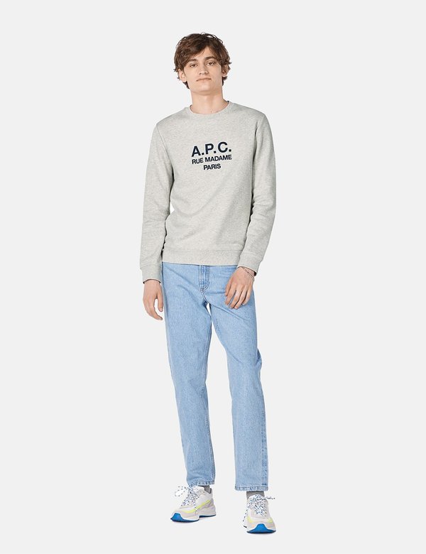 A.P.C.アーペーセーAPC 2023AW SWEAT RUFUS ロゴ刺繍スウェット【L】【MTSA76826】 A.P.C. Rufus Embroidered Logo Sweatshirt - Grey Heather | Garmentory