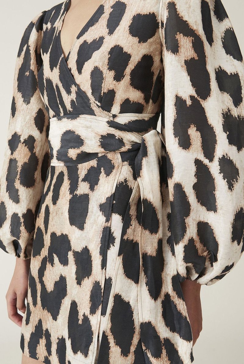 ganni leopard dress silk linen Ganni silk linen leopard dress