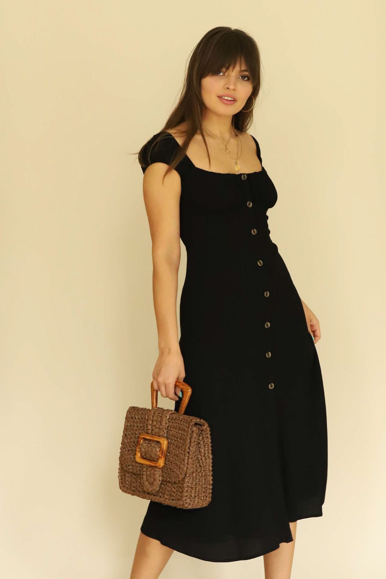 astr the label button front midi dress ASTR the Label | McKinley Button-Front Midi Dress in Navy