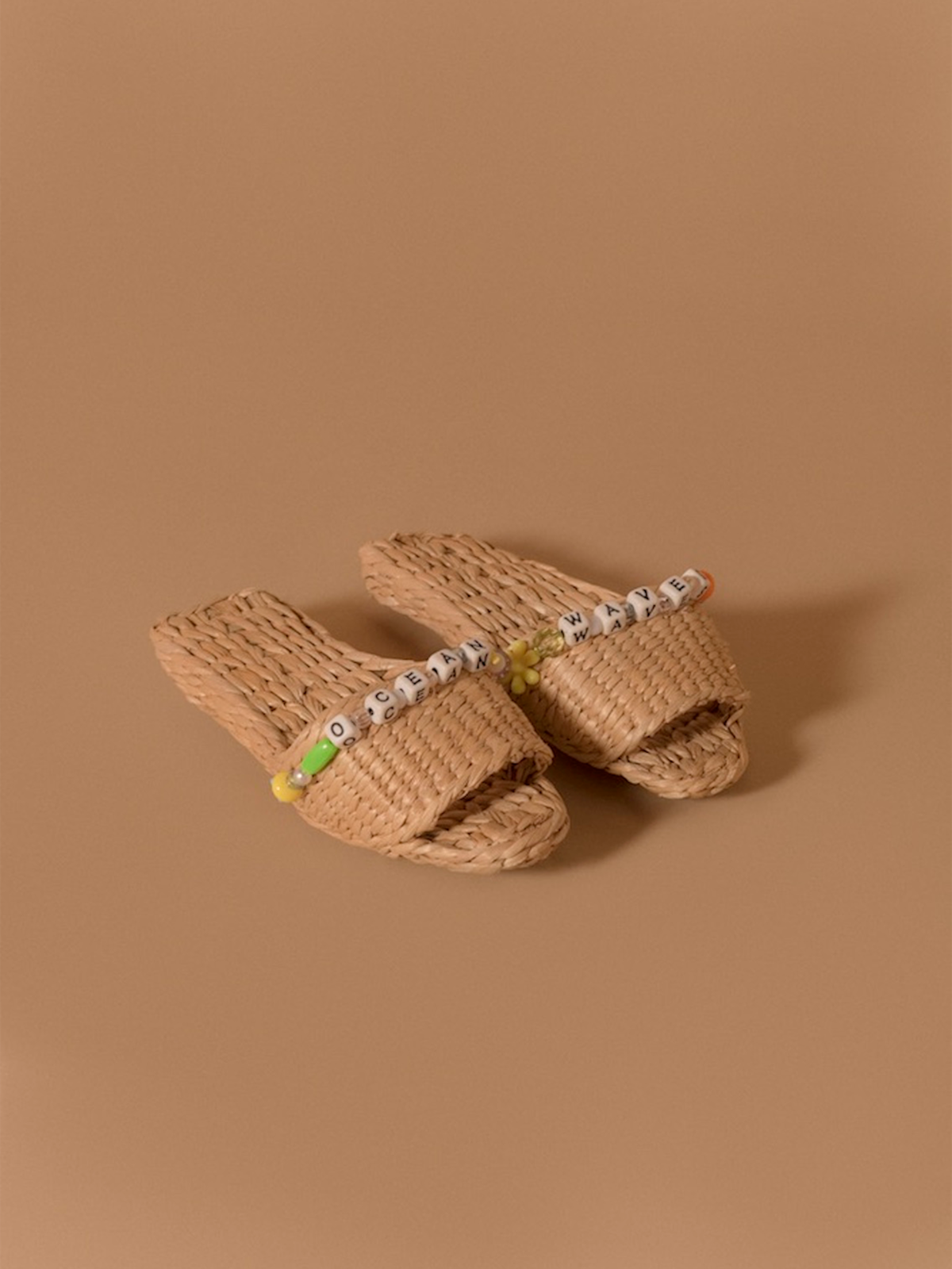 Ocean Waves Straw Sandal Slippers - Image 1 of 1