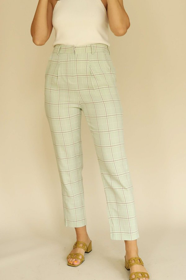 Frnch Plaid Pants - Pistachio Green Frnch Plaid Pants - Pistachio Green