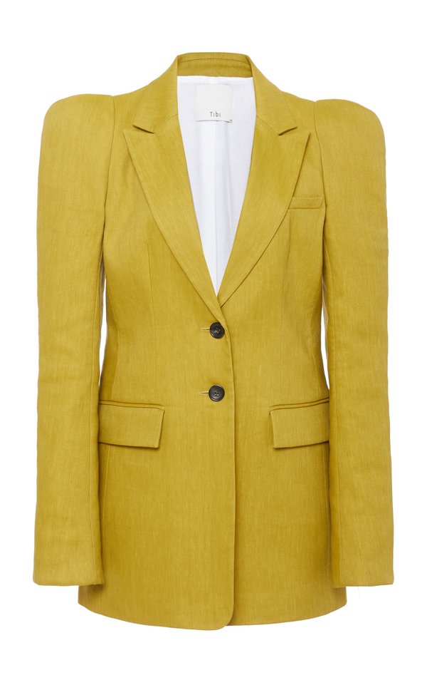 Tibi Bonded Linen Sculpted Blazer Garmentory