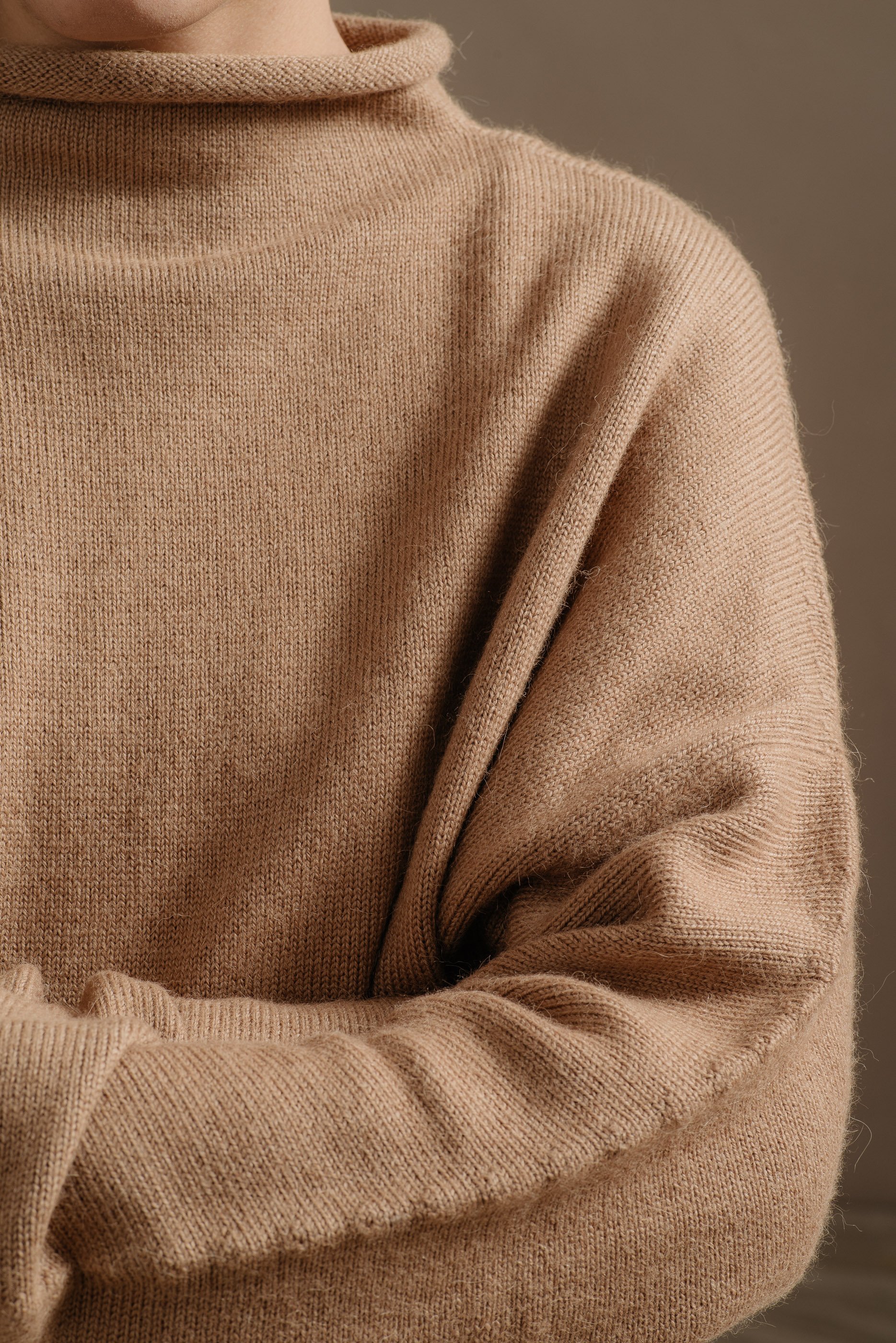 Oui Camel Roll Necked Sweater 70641 7459