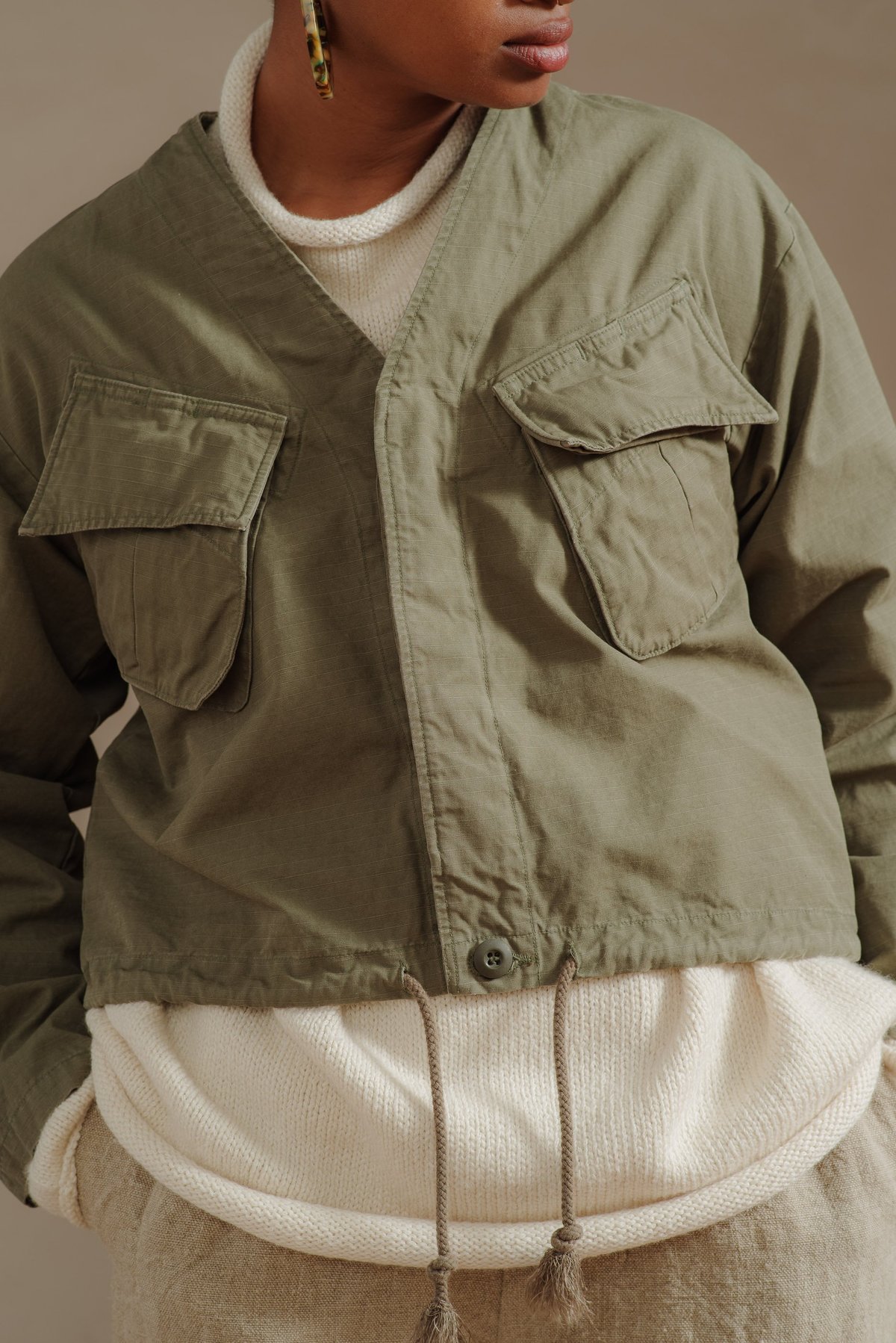 ジャケット・アウター orSlow NO COLLAR COAT ARMY Orslow NO COLLAR JACKET - ARMY | Garmentory
