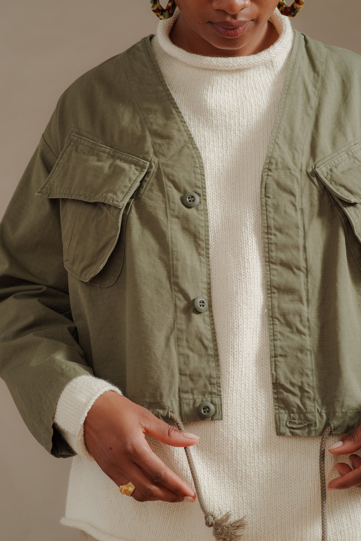 Orslow NO COLLAR JACKET - ARMY | Garmentory