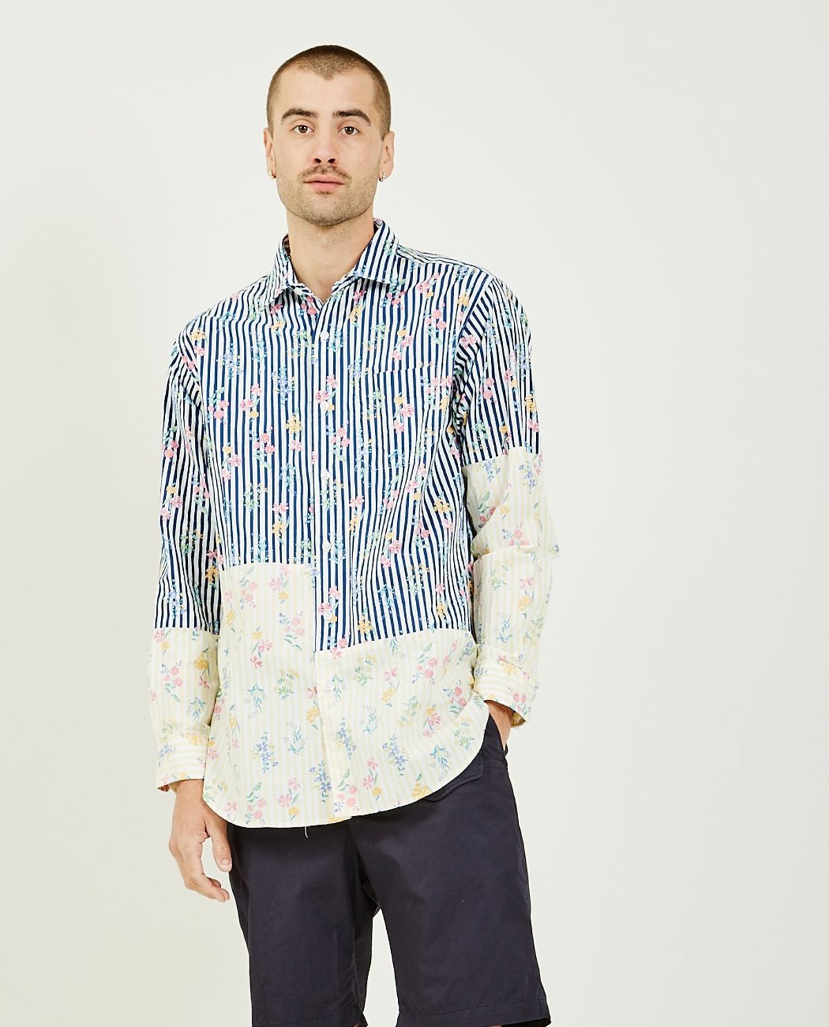 Engineered Garments Spread Collar Shirt - NAVY | Garmentory