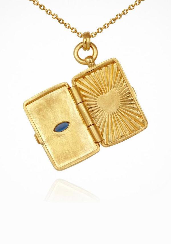 Temple Of The Sun Sapphire Meri Locket Necklace - 18K Gold