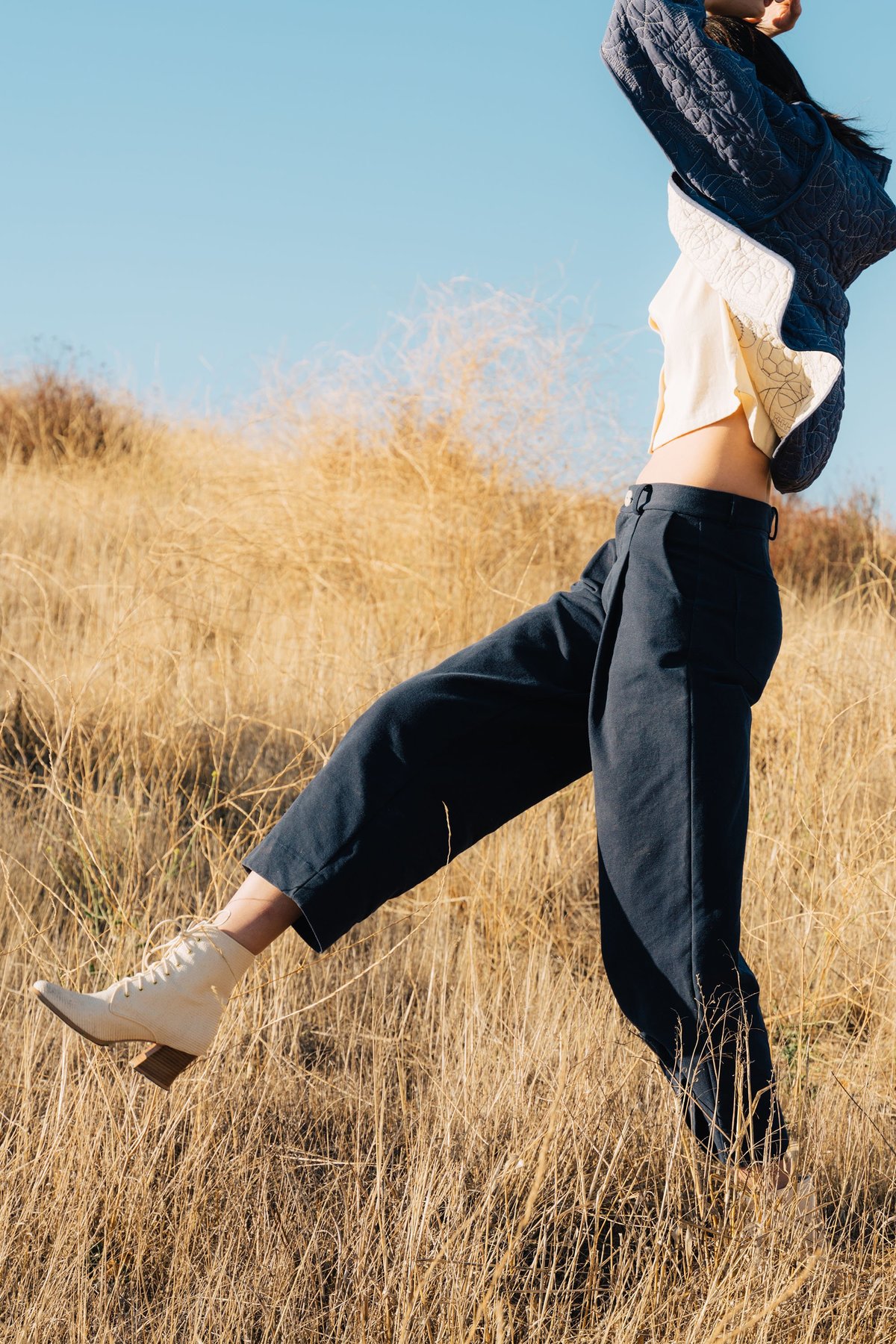 Jess Meany Dani Pleated Pant - Stonewash Navy - Image 1 of 3