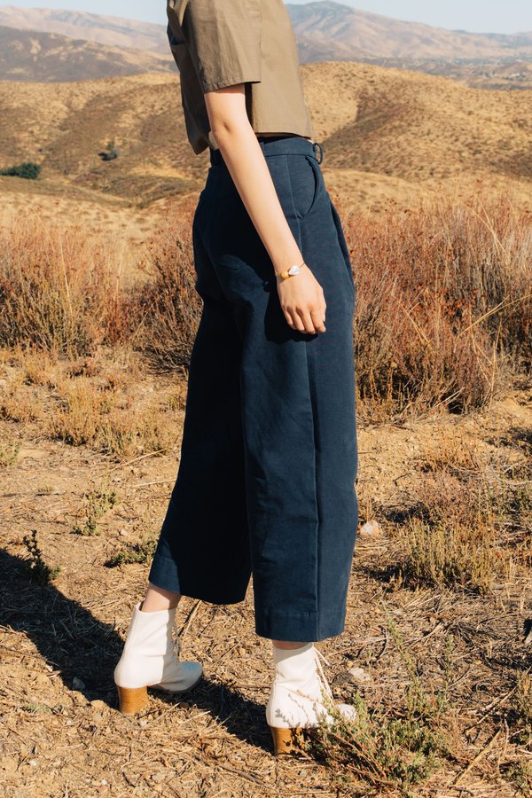 Jess Meany Dani Pleated Pant - Stonewash Navy