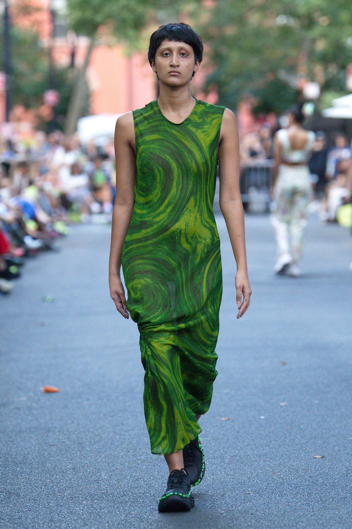 collina strada green dress Women's Blue Watercolor Dress main image 1