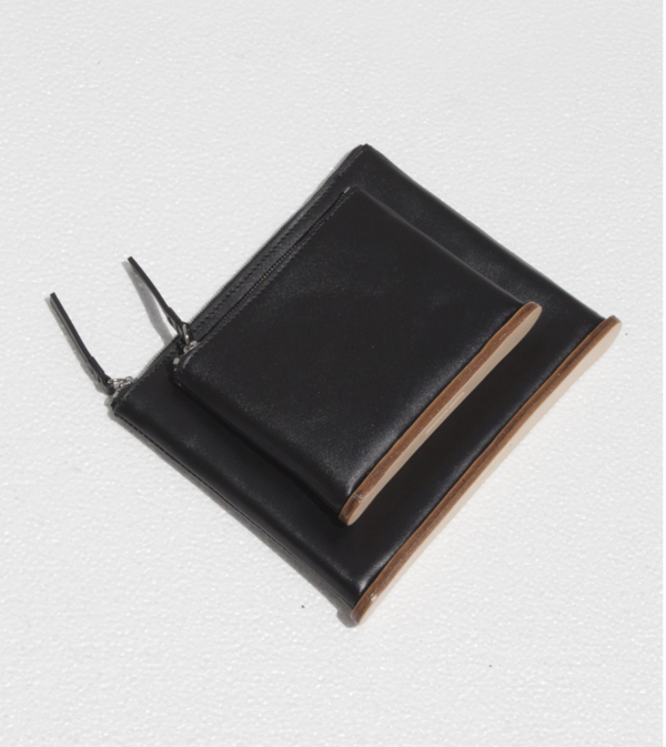 Building Block Small Standing Pouch - Black Leather Building Block Small Standing Pouch - Black Leather