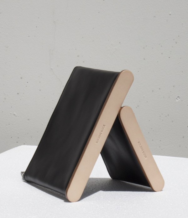 Building Block Small Standing Pouch - Black Leather Building Block Small Standing Pouch - Black Leather