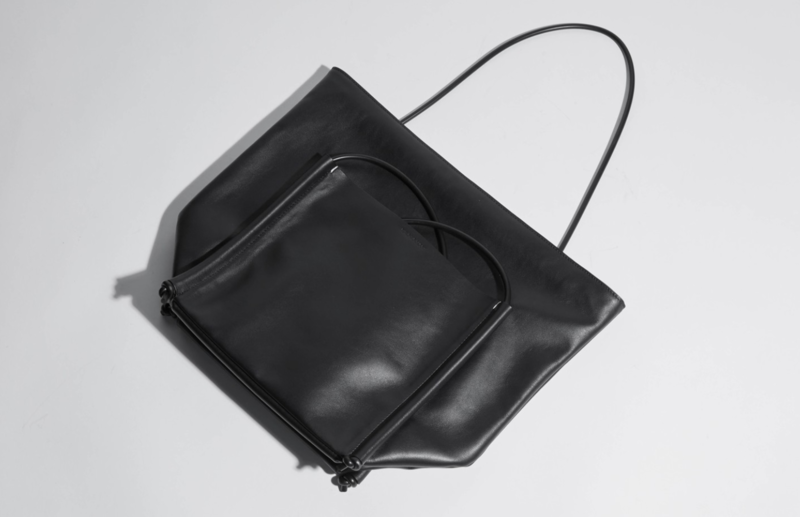 Building Block Pocket Tote - Black Leather | Garmentory