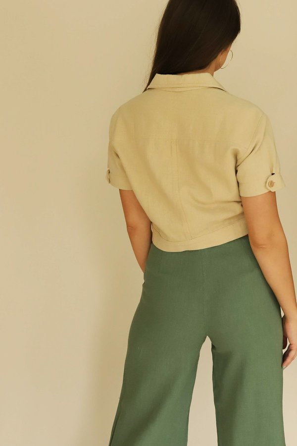 FRNCH Linen Wide Leg Pants - Green FRNCH Linen Wide Leg Pants - Green