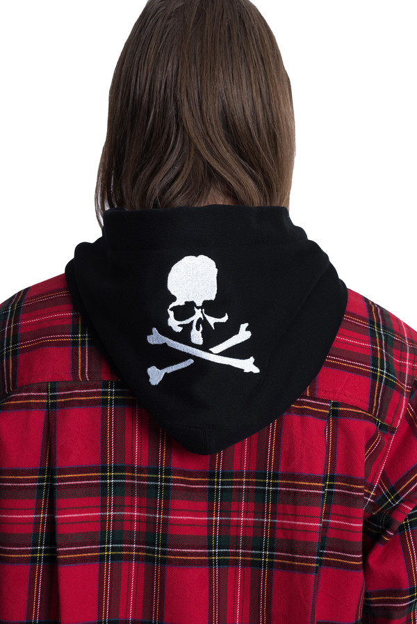 Mastermind World hooded check flannel shirt - red | Garmentory