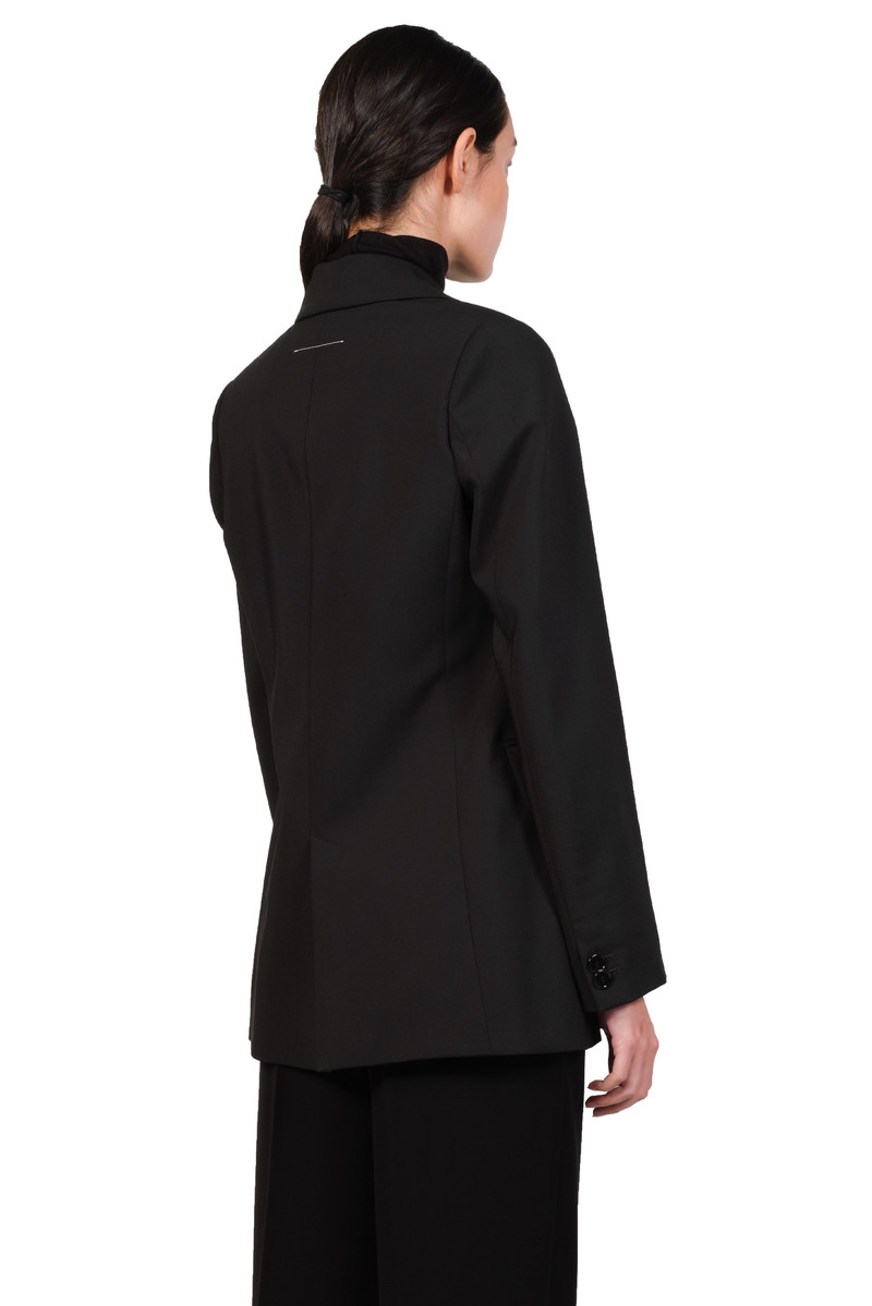 MM6 Maison Margiela Satin Lapel Blazer - Black | Garmentory